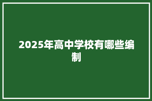 2025年高中学校有哪些编制