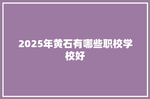2025年黄石有哪些职校学校好