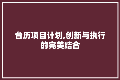 台历项目计划,创新与执行的完美结合 诗词鉴赏