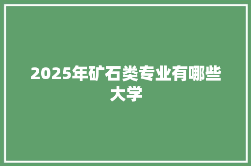 2025年矿石类专业有哪些大学