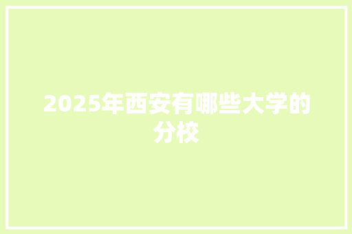 2025年西安有哪些大学的分校 工作总结
