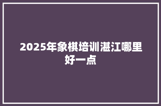 2025年象棋培训湛江哪里好一点