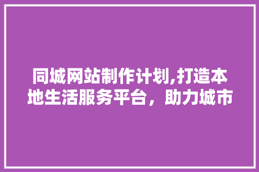 同城网站制作计划,打造本地生活服务平台，助力城市智慧生活 工作总结