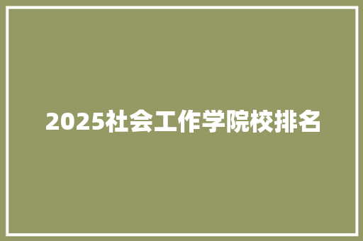 2025社会工作学院校排名 工作计划