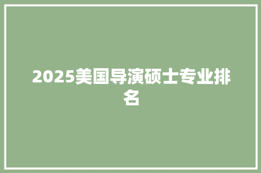 2025美国导演硕士专业排名