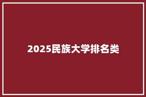 2025民族大学排名类