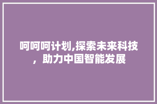 呵呵呵计划,探索未来科技，助力中国智能发展