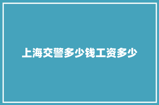 上海交警多少钱工资多少 个人简历