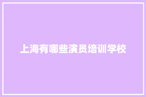 上海有哪些演员培训学校