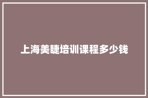 上海美睫培训课程多少钱
