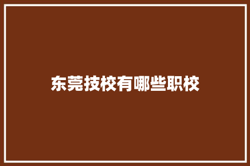 东莞技校有哪些职校 工作总结