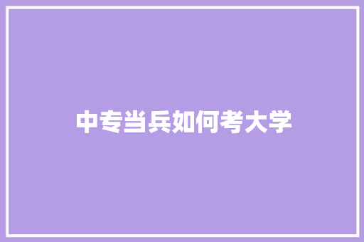 中专当兵如何考大学 工作计划