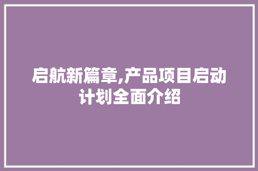 启航新篇章,产品项目启动计划全面介绍