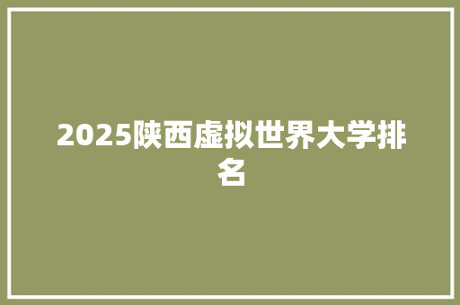 2025陕西虚拟世界大学排名