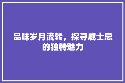 品味岁月流转，探寻威士忌的独特魅力