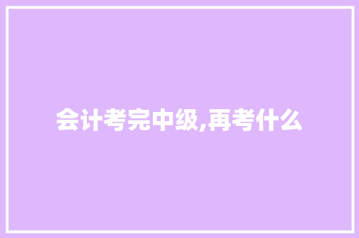 会计考完中级,再考什么