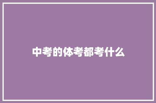 中考的体考都考什么