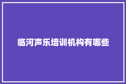 临河声乐培训机构有哪些