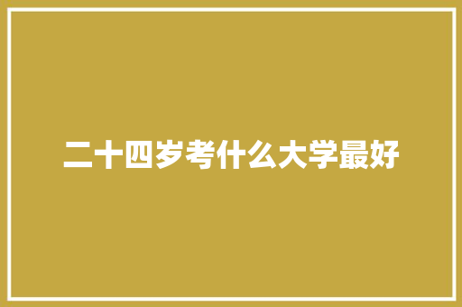 二十四岁考什么大学最好