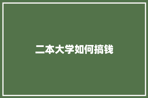 二本大学如何搞钱