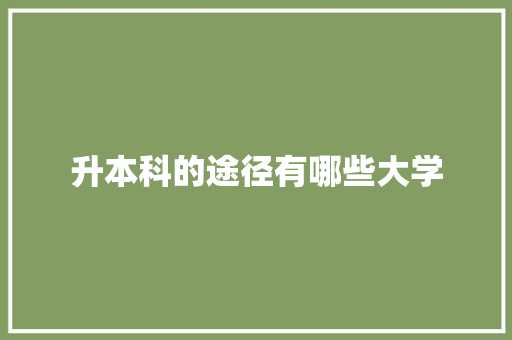 升本科的途径有哪些大学