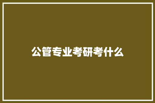 公管专业考研考什么