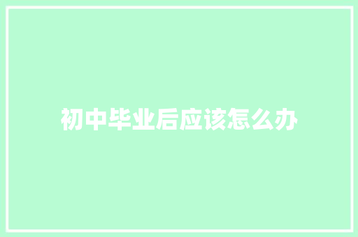 初中毕业后应该怎么办