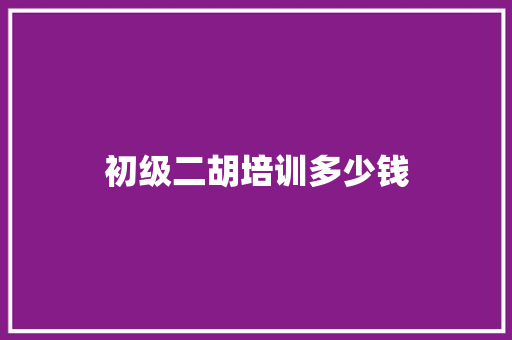 初级二胡培训多少钱