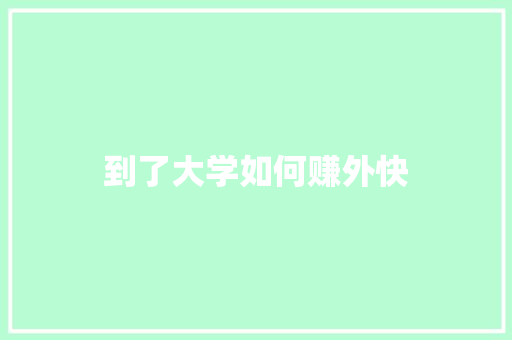 到了大学如何赚外快